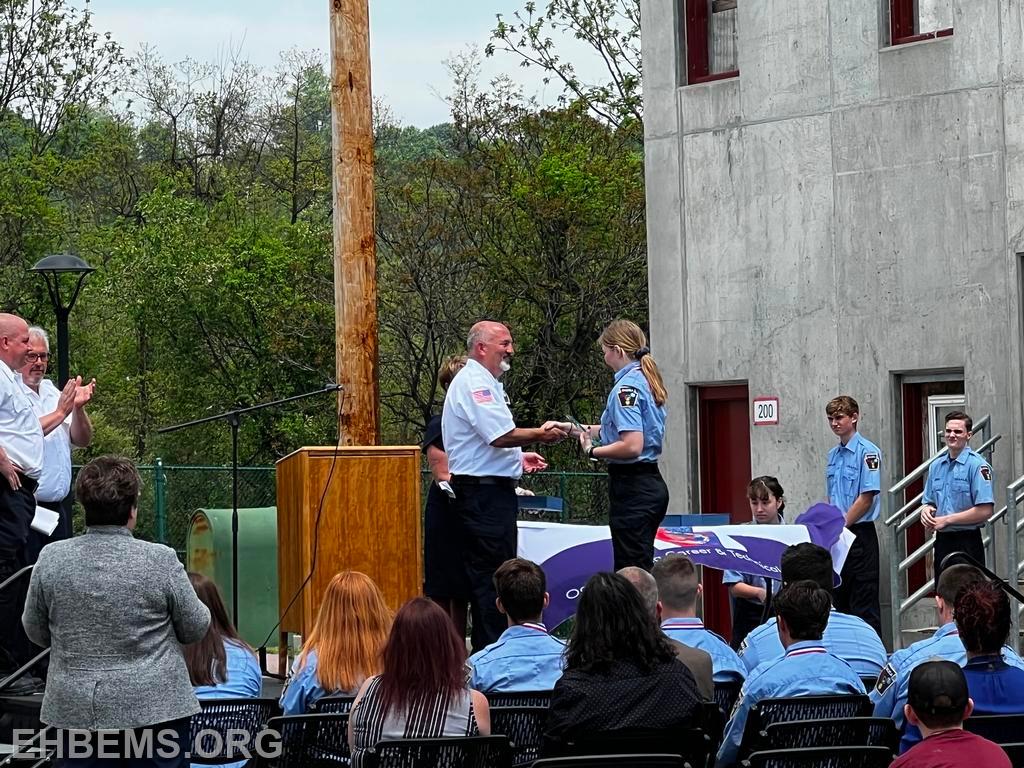 EMT / Cadet Dymond accepting her “Law Cadet Of The Year” award. 